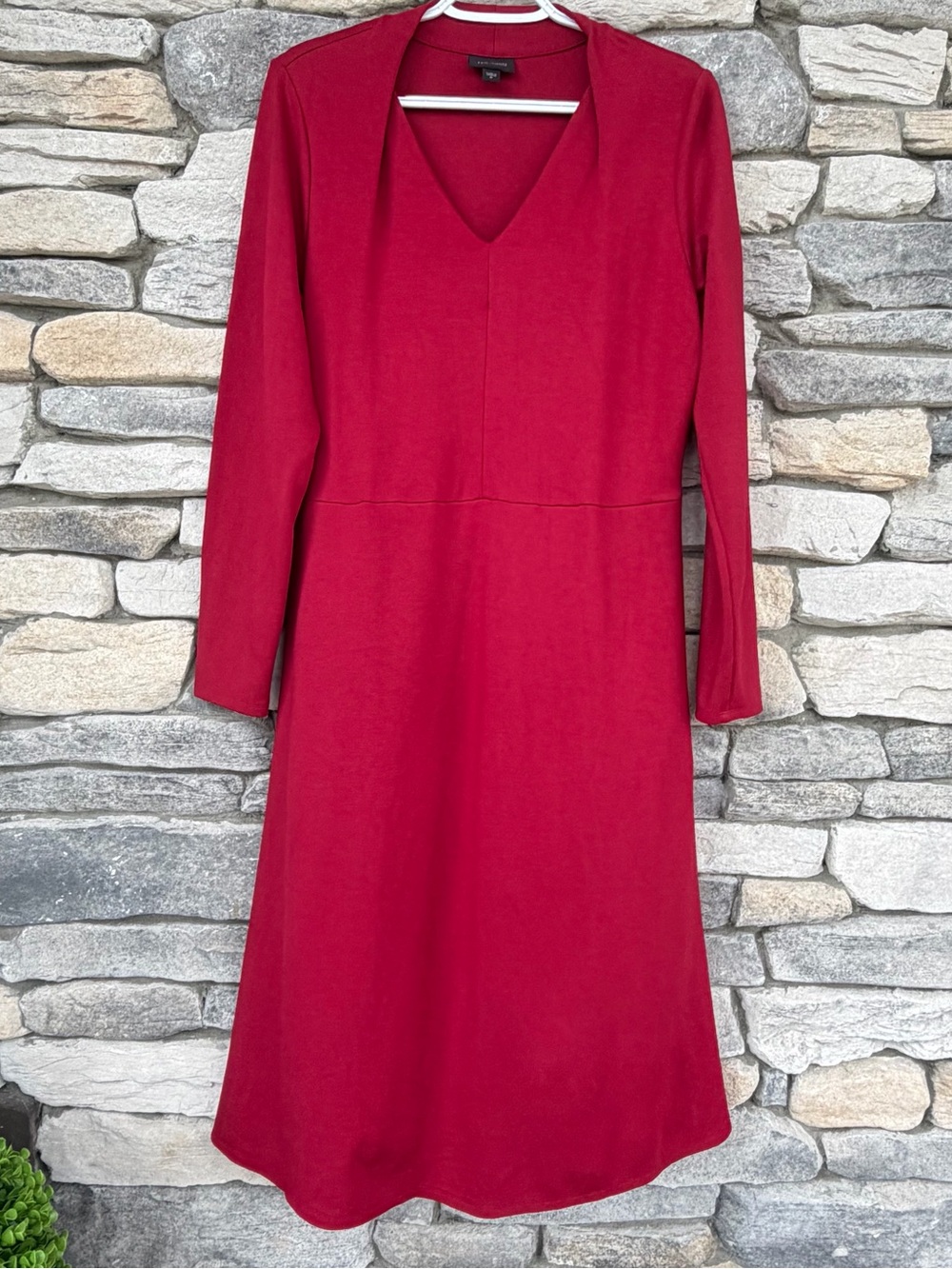J. Jill Wearever Double Face Jersey Fit and Flare Dress Red Medium Midi